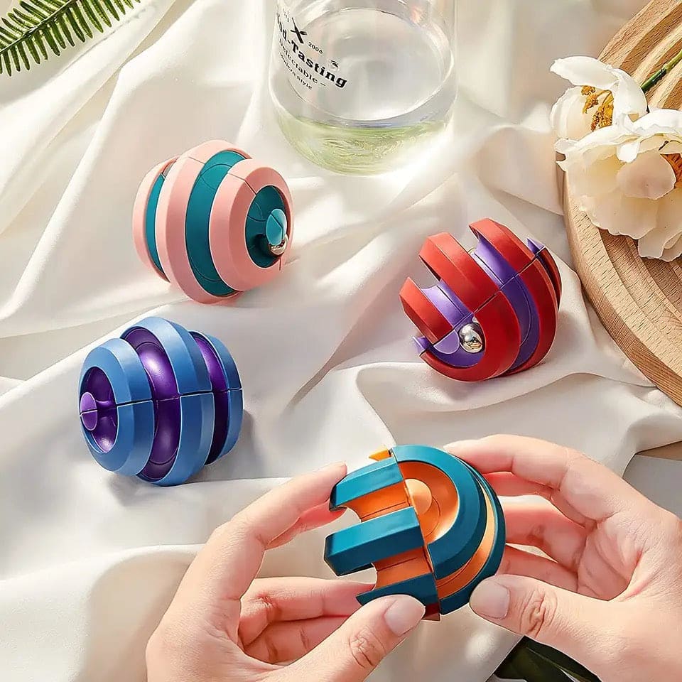 Orbit Ball Cube, Rotating Marble Track Magical Bead Orbit Ball, Fingertip Decompression Infinity Cube Spinner, Fingertip Anti stress Toy Rotating Balls, Anti Stress Sensory Toy, Creative Rotary Finger Track Ball, Fingertip Cube Gyroscope