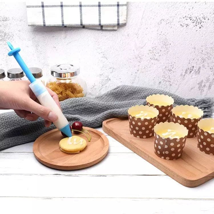 Silicone Decorative Pens, Chocolate Cookie Cake Writing Pen, Decorating Cake Molds Tool, Silicone Food Writing Pen For Dessert, Ice Cream Chocolate Decorating Pens Syringe Baking Tools