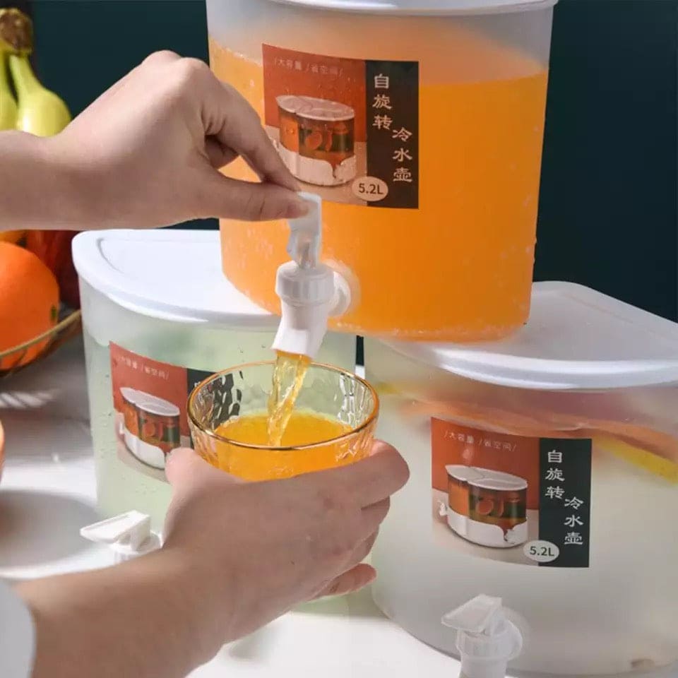 3 In 1 Rotated Beverage Dispenser With 3 Tap, Plastic Drink Dispenser For Refrigerator, Lemonade Drink Ware Cold Water Bottle