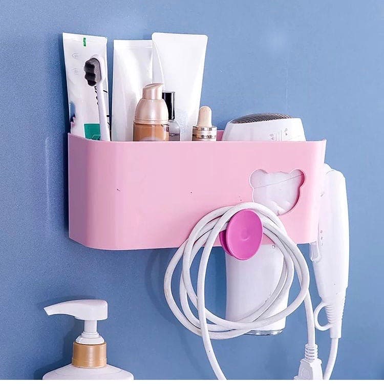 Wall Mounted Blow Dryer Holder Hair Dryer Bathroom Storage Rack