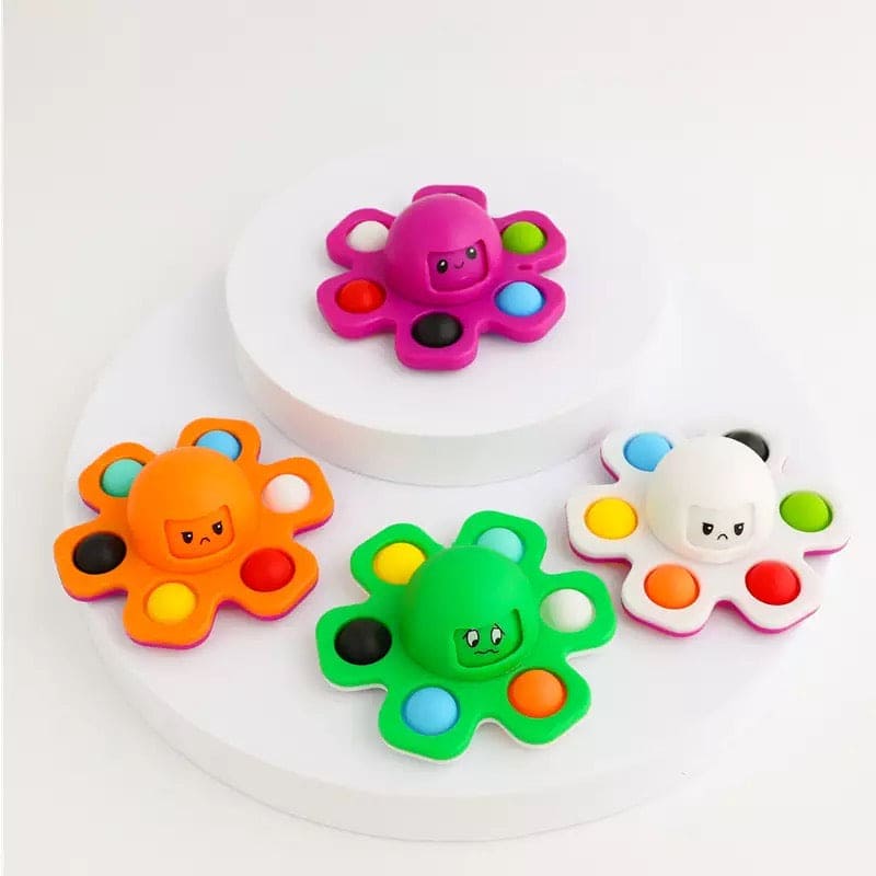Face Changing Octopus Fidget Spinner, Silicone Interactive Change Faces Spinner, Anti Stress Push Bubble Fidget Spinner, Stress Relief Fidget Toys For Kids Adult, Simple Dimple Anti Stress Pop Toy, Squid Flip Octopus Change Faces Fidget Spinner Toys