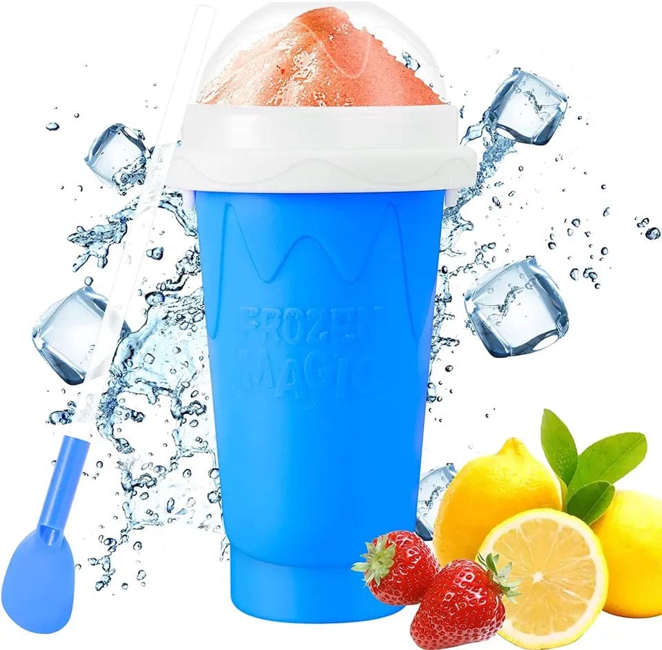 Slushy Ice Maker Cup, Silicon Ice Cream Slushy Maker Bottle Shake Cup, Magic Quick Frozen Smoothies Cup, Summer Squeeze Homemade Juice Water Bottle, Double Layer Squeeze Slushy Maker Cup, Homemade Milk Shake Ice Cream Maker