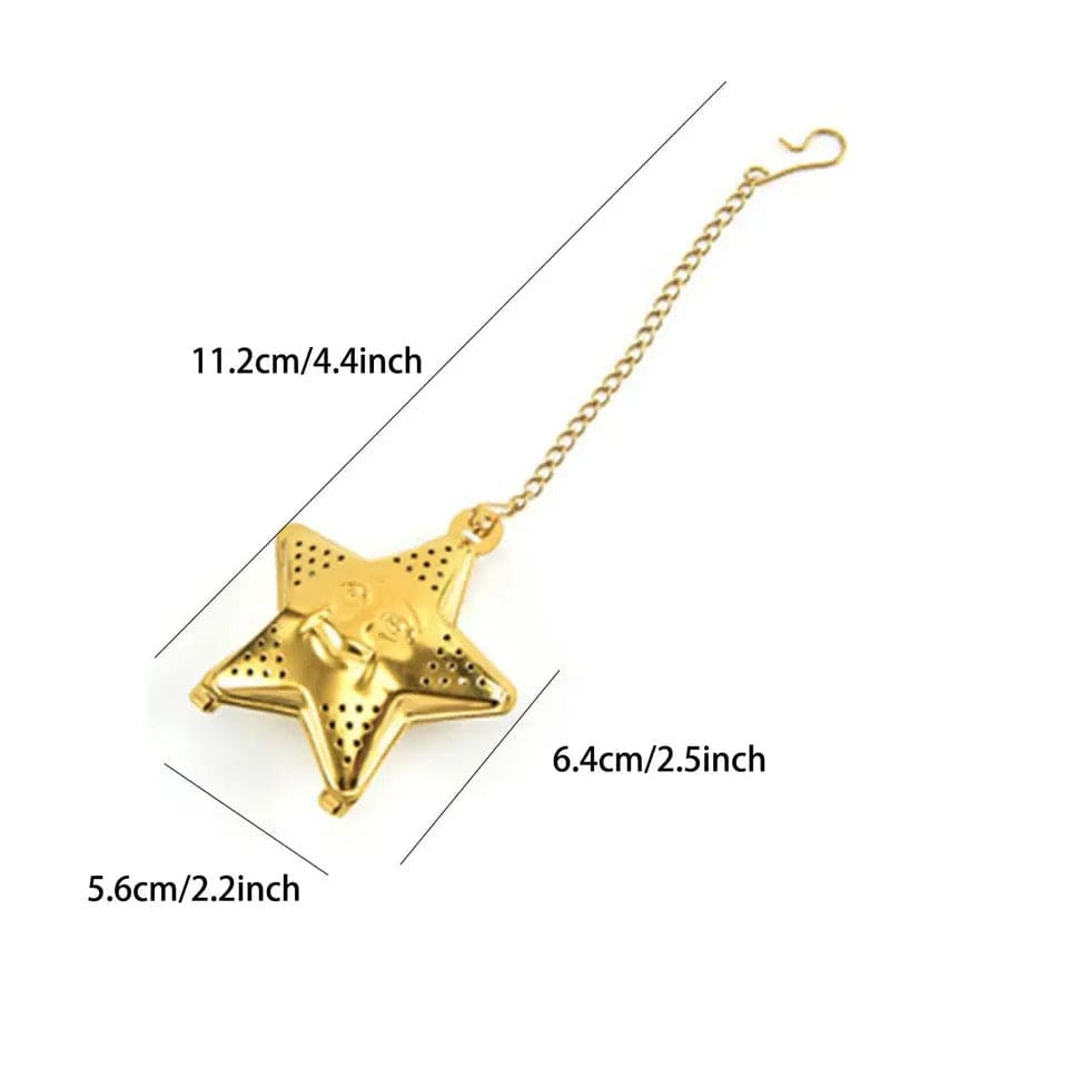 Star Tea Mesh Infuser, Stainless Steel Tea Strainer, Reusable Tea Filter With Chain Hook, Spice, Herb, Tea Seasoning Filter, Large Capacity Tea Infuser for Kitchen Bar Restaurant, Spice Filter Drinkware Gadget Kitchen Tools Accessories