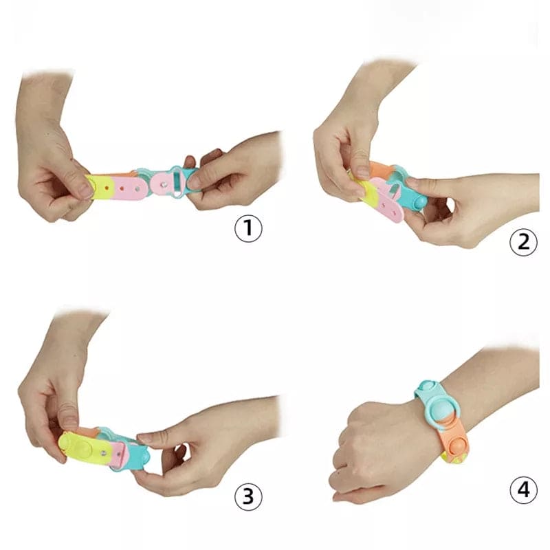 Push Pops Bubble Bracelet, Silicone Simple Dimple Toy Jewellery, Anti Stress Pop Up Wrist Band, Silicone Antistatic Bracelet Wristband Toys for Kids, Push Poke Bubble Anti stress