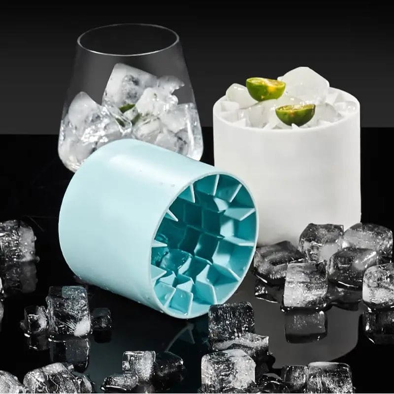 Mini Silicone Ice Bucket, Squishy Ice Cube Bucket, Quickly Freeze Silicone Ice Maker Ice Cup, Cylinder Ice Tray, Easy Release Press Type Ice Grid for Home Camping Travel, 3D Cylinder Silicone Ice Cube Tray, Decompress Ice Lattice
