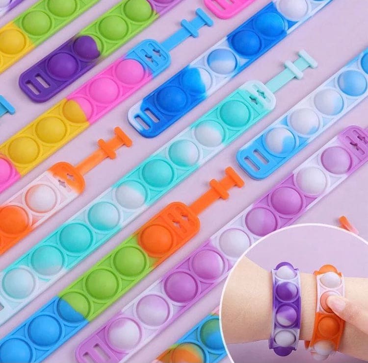Press Bubble Wrist Band, Pop Bracelet Fidget Toy, Colorful Silicon Bracelet For Kids