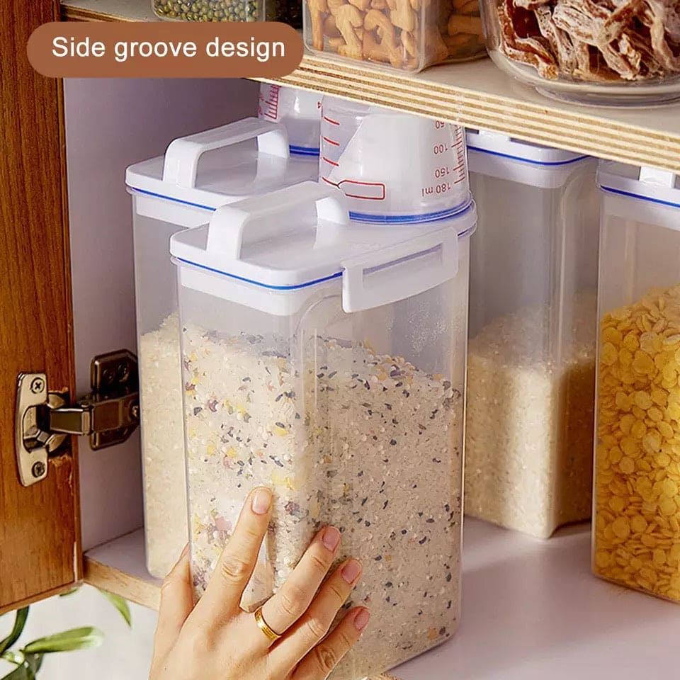 Amazing Airtight 2Kg Plastic Cereal Dispenser Storage Box, Food Grain Rice Container With Dispensing Mouth, Bottle Case For Food Seeds