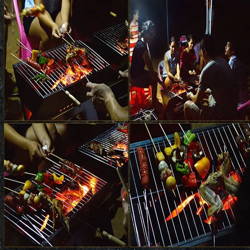 X Shaped Folding BBQ Grill, Stainless Steel Outdoor Camping Picnic Barbecue Grill, Outdoor Charcoal BBQ Grill, Mini Camping Barbecue Rack, Bonfire Grill Stove, Household Charcoal Barbecue Rack, BBQ Large Barbecue Stove