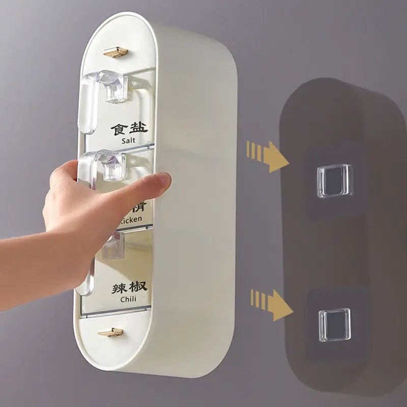 5 in 1 Seasoning Storage Box, Spice Drawer Storage Rack, Kitchen Seasoning Storage Rack With Spoons, Kitchen Wall Mounted Condiment Box, Household Kitchen Rack Seasoning Box