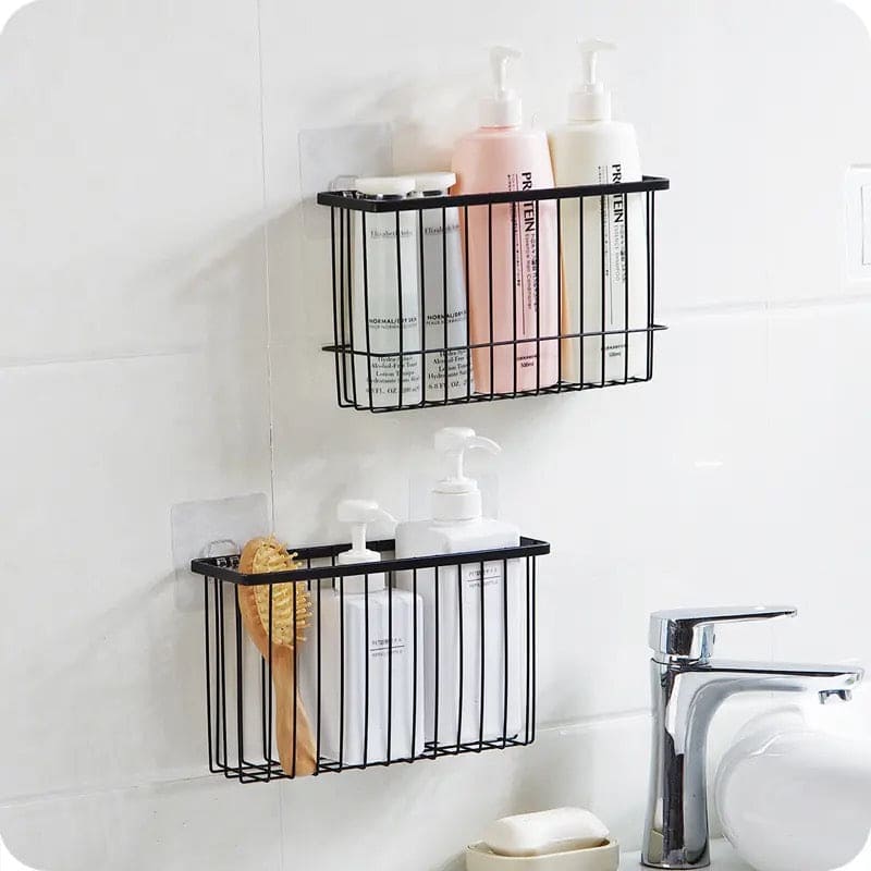 Iron Grill Organizer, Simple Style Iron Storage Basket Organizer, Living Room Home Potted Book Storage Basket, Punch Wrought Iron Rack, Kitchen Bathroom Storage Organizer