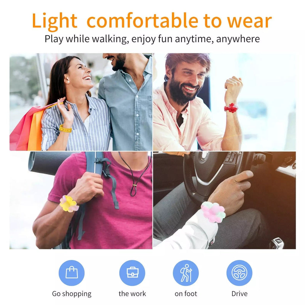 Flower Shaped Bubble Bracelet, Sensory Simple Dimple Fidget Toys, Anti Stress Sensory Stress Relief Wristband, Filip Silicone Press Finger Game Bubble Bracelet