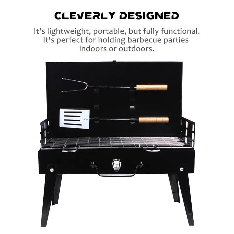 Briefcase Folding BBQ Grill, Outdoor Stainless Steel BBQ Grill, Travel Picnic Camping Grill, Patio Barbecue Charcoal Grill, Garden Outdoor Travel Picnic Folding Charcoal Grill, Compact Foldable Grill