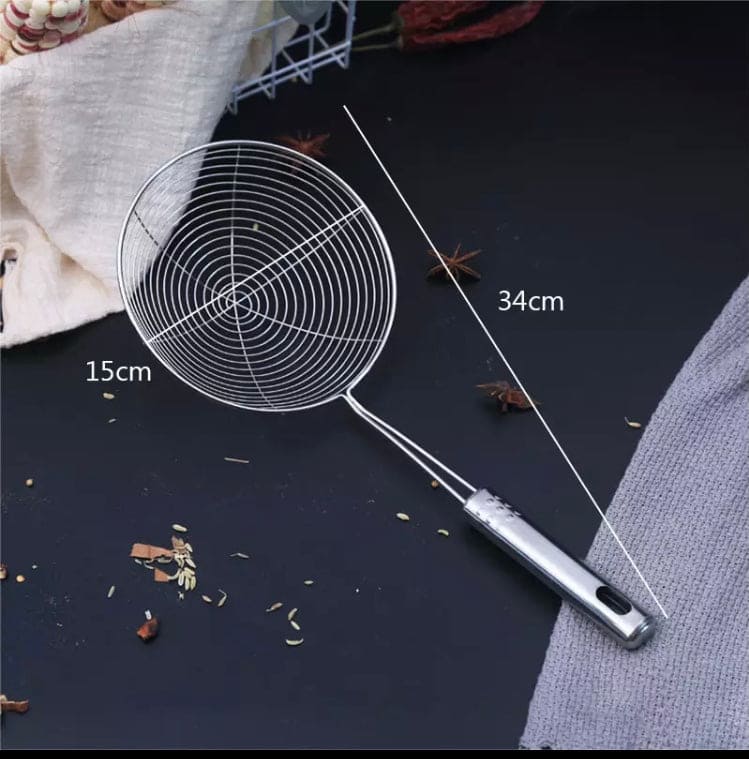 Home Kitchen Strainer, Stainless Steel Oval Skimmer, Oil Pot Food Filter, Round Stainless Steel Frying Food Colander With Long Handle, Dumplings Chaffy Dish Strainer, Kitchen Noodle Scoop Fried Strainer, Wire Fine Mesh Oil Strainer