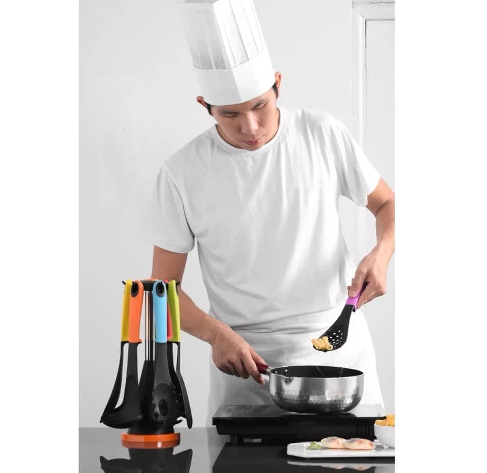 Silicone Cooking Utensils Set With Holder, Non-Stick Pan Heat Resistant Nylon Silicone Baking Set