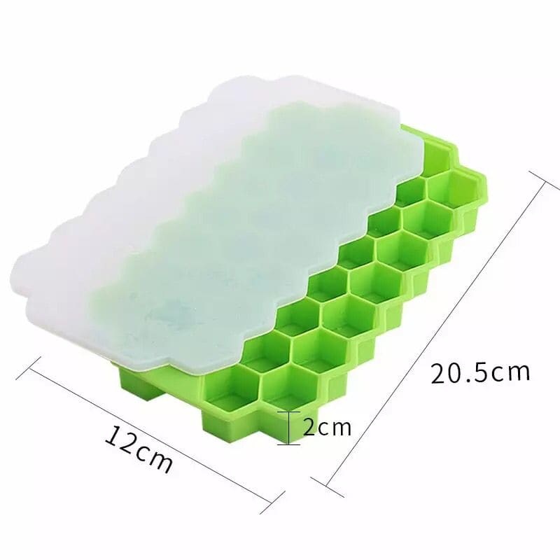 Silicone 37 Cells Hexagonal Honeycomb Shaped Ice Tray, Easy Release Mini Ice Cube Tray With Lid