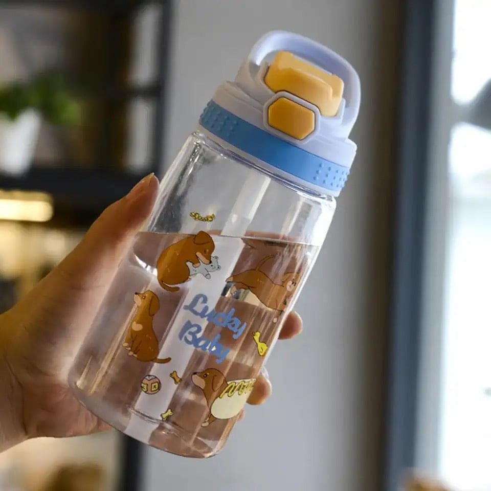 Lucky Baby Water Bottle, Kids Water Sippy Cup, Creative Cartoon Baby Feeding Cup, Portable Baby Water Bottle School Kids Kettle, Water Bottle Bouncing Cup, 480ML Leakproof Children's Straw Cup