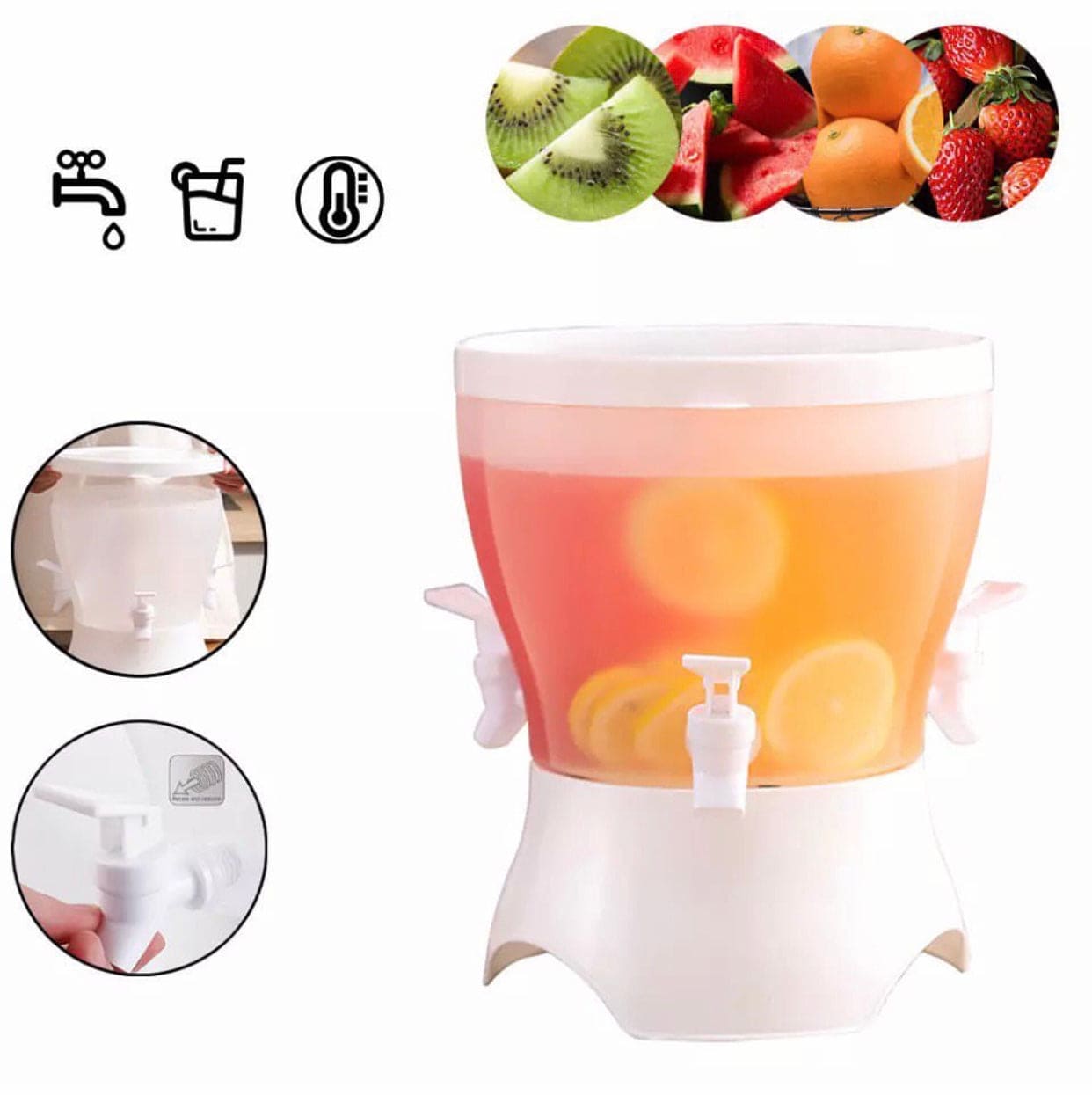 3.75L Food Grade 3 Compartment Plastic Refrigerator Beverages Dispenser, Plastic Drink Dispenser For Refrigerator, Lemonade Drinkware Cold Water Bottle