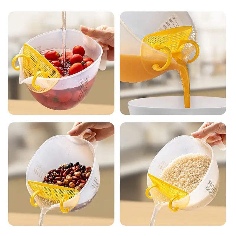Measuring Cup With Scale, Multifunctional Egg Liquid Filter Cup, Egg Filter Measuring Cup, Household Restaurant Egg Beating Mixing Cup, Washer Strainer Bowl, Stirring Bowl With Scale