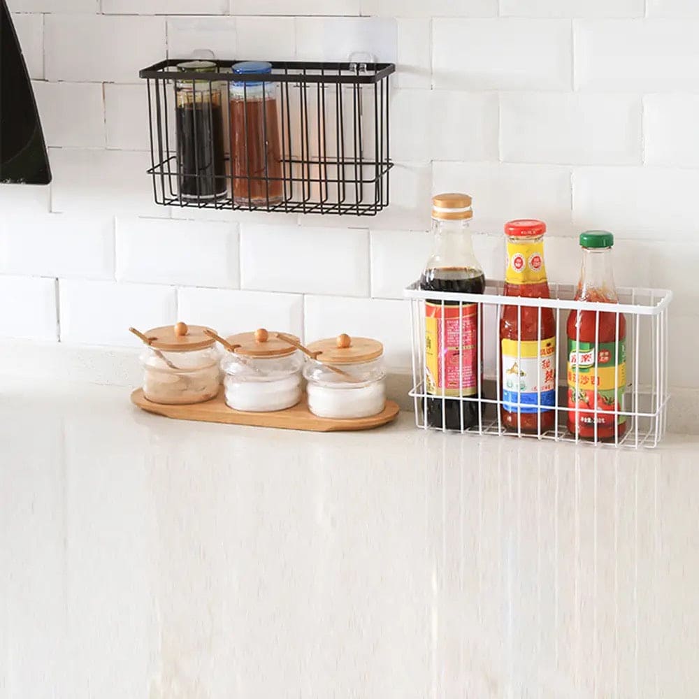 Iron Grill Organizer, Simple Style Iron Storage Basket Organizer, Living Room Home Potted Book Storage Basket, Punch Wrought Iron Rack, Kitchen Bathroom Storage Organizer