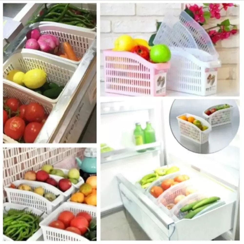Kitchen Organizer Basket, Drawer Adjustable Storage Box, Retractable Drawer Space Saver Slide Fridge Rack, Classified Organizer Container, Vegetable Drain Basket