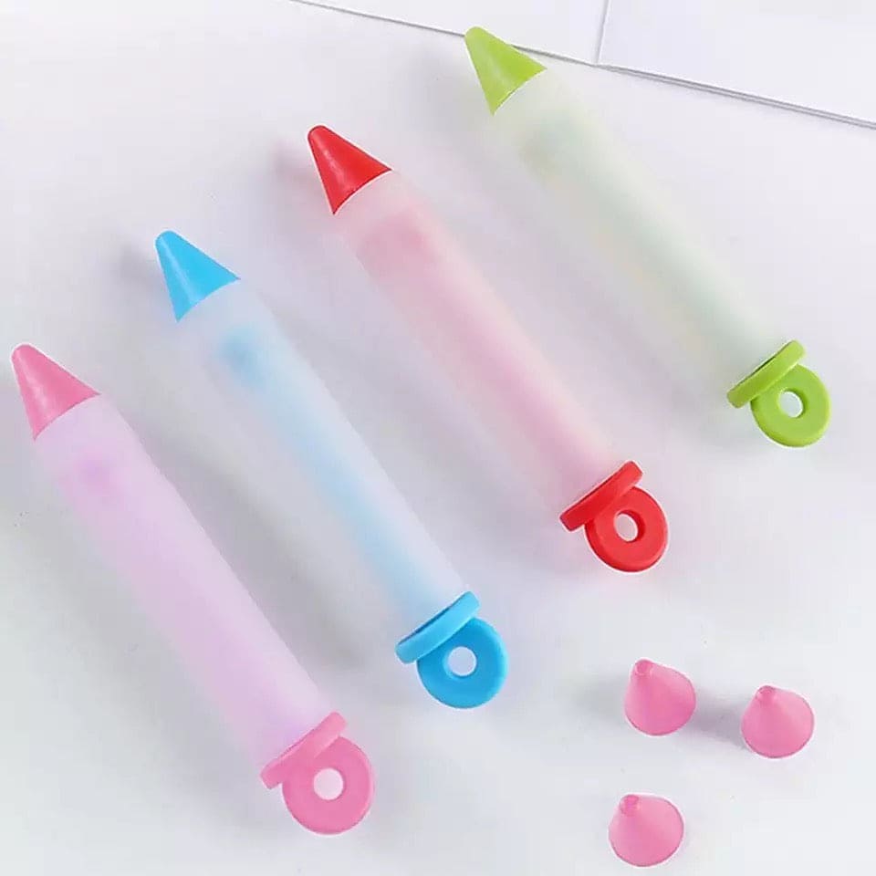 Silicone Decorative Pens, Chocolate Cookie Cake Writing Pen, Decorating Cake Molds Tool, Silicone Food Writing Pen For Dessert, Ice Cream Chocolate Decorating Pens Syringe Baking Tools
