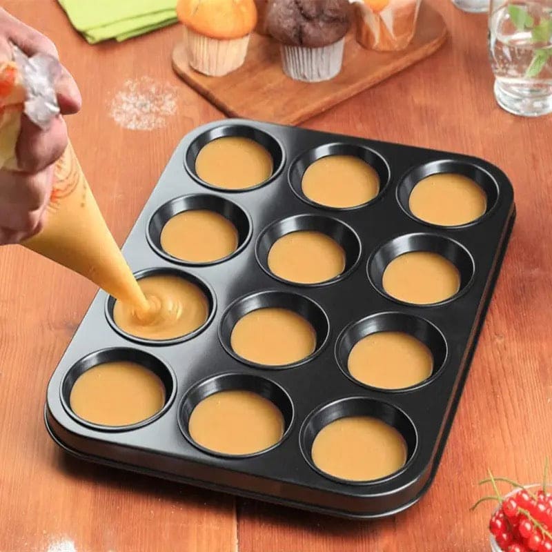 Non Stick Muffin Tray, Cupcake Muffin Tart Shells Mold, Cupcake Baking Tray, Bakeware Kitchen Accessories, Baking Pan Tool, Round Biscuit Pan
