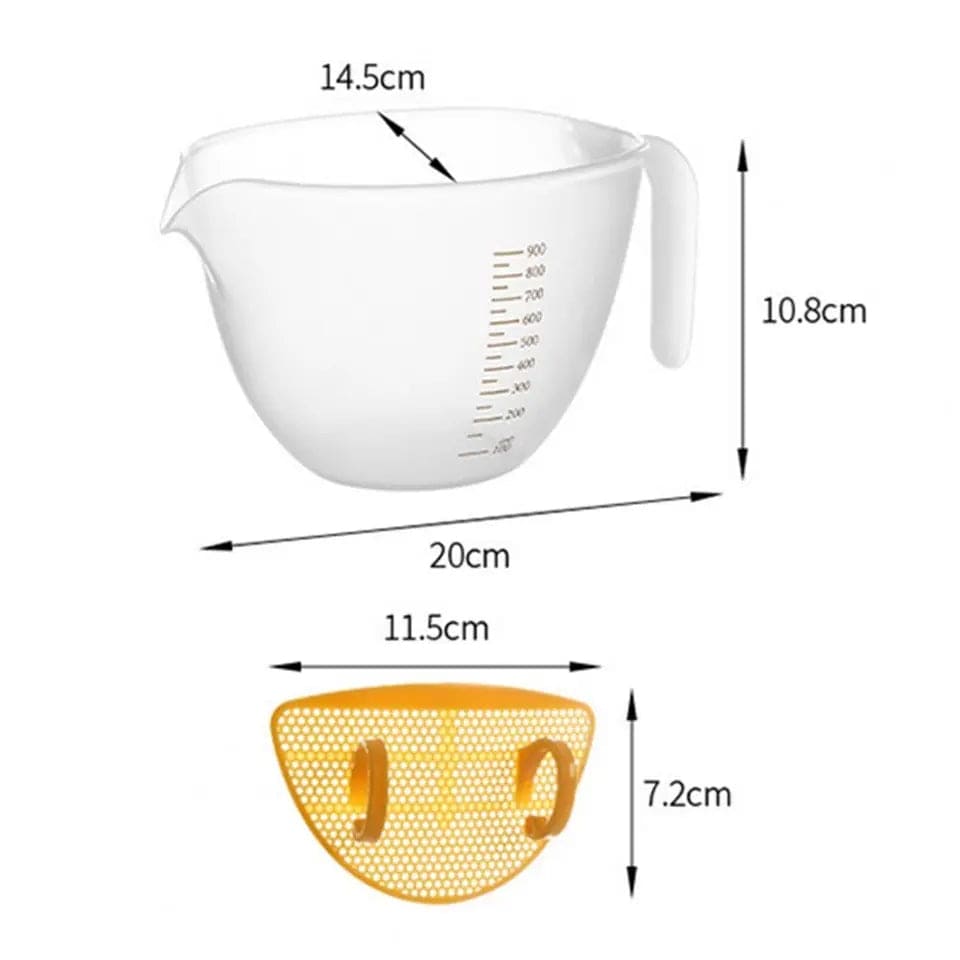 Measuring Cup With Scale, Multifunctional Egg Liquid Filter Cup, Egg Filter Measuring Cup, Household Restaurant Egg Beating Mixing Cup, Washer Strainer Bowl, Stirring Bowl With Scale