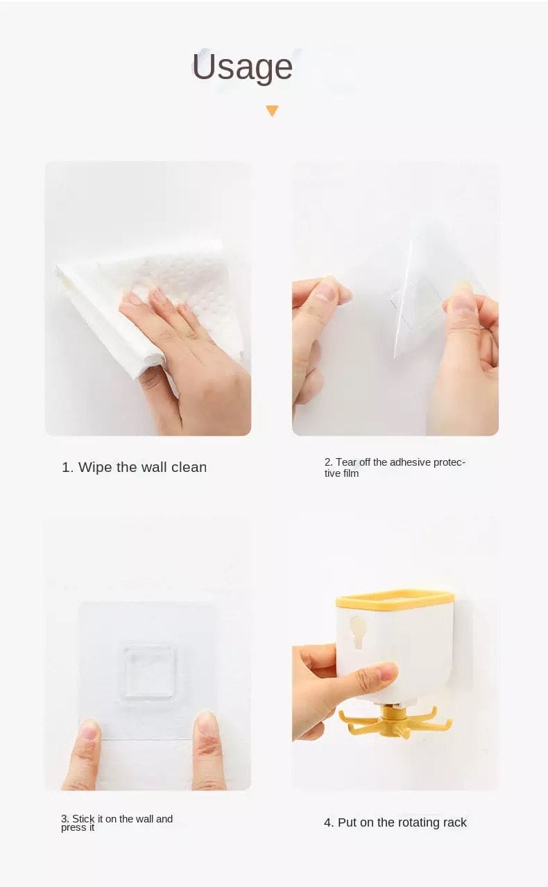 Creative New Storage Rotating Rack With Claw Hook, 360 Rotatable Hook Storage Hanger, Punch Free Multipurpose Hook, Home Storage Cabinet Rack, Wall Mounted Spoon Holder Rack