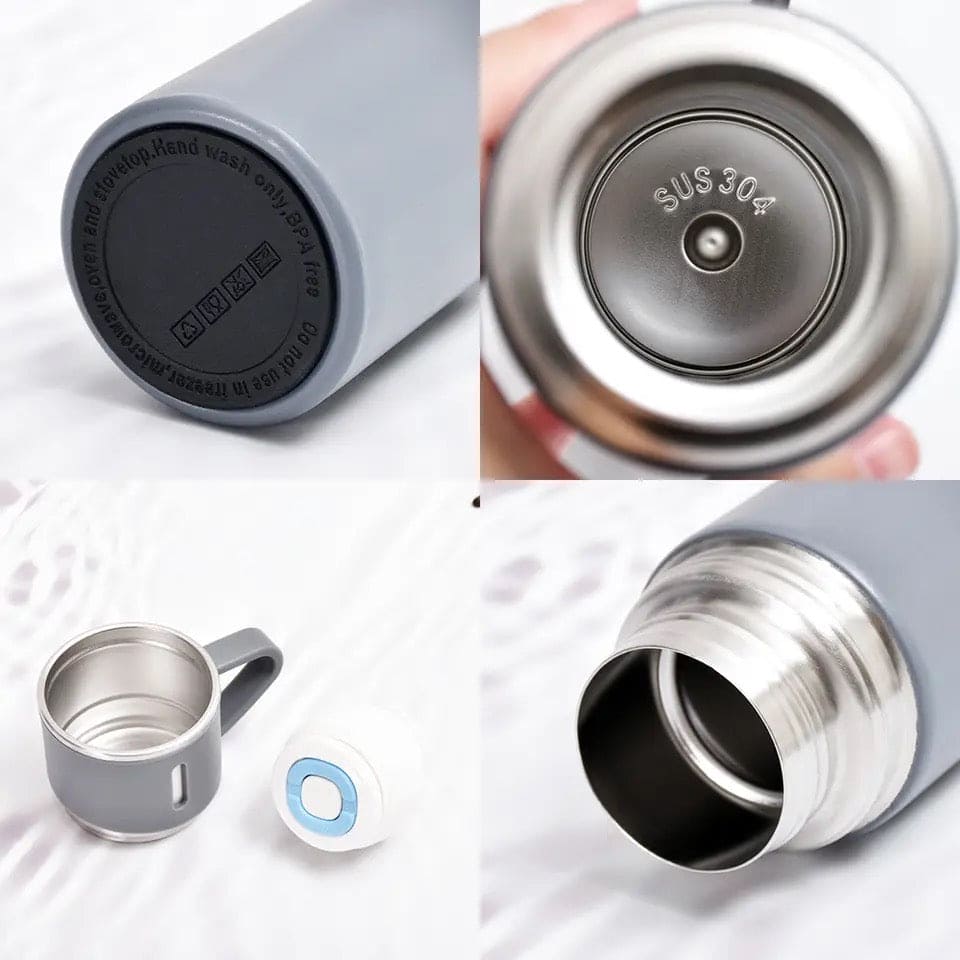 Vacuum Flask Mug Set, Stainless Steel Vacuum Flask Tumbler For Coffee Hot Water, Business Thermoses Mug, Double Layer Vacuum Insulated Flask Tumbler, Thermal Water Bottle, Leaf Proof Travel Mug, Trip Water Bottle For Car, 500Ml Bullet Thermos Bottle