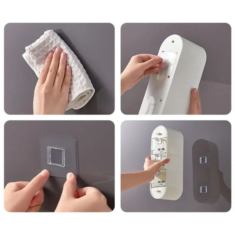 5 in 1 Seasoning Storage Box, Spice Drawer Storage Rack, Kitchen Seasoning Storage Rack With Spoons, Kitchen Wall Mounted Condiment Box, Household Kitchen Rack Seasoning Box