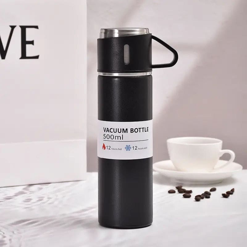 Vacuum Flask Mug Set, Stainless Steel Vacuum Flask Tumbler For Coffee Hot Water, Business Thermoses Mug, Double Layer Vacuum Insulated Flask Tumbler, Thermal Water Bottle, Leaf Proof Travel Mug, Trip Water Bottle For Car, 500Ml Bullet Thermos Bottle