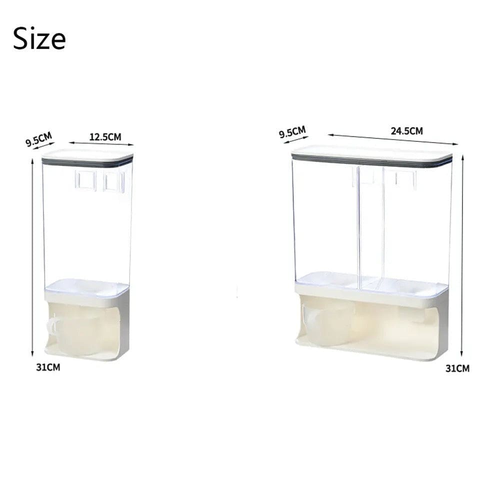 Kitchen Food Dispenser, Whole Grains Container Bin, Wall Mount Cereal Dispenser, Multi Grain Dispenser Bucket, Moisture Proof Cuisine Organizer, Indispensable Dry Food Dispenser, Whole Grain Storage Box, Airtight Clear Plastic Canisters