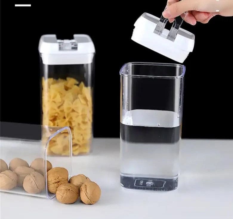 Set Of 3 Plastic Food Storage Container, Kitchen Organizer Jars Box, Transparent Sealed Cans Jars For Spices, Multi Capacity Grain Storage Box, Kitchen Snacks Dry Plastic Fresh Keeping Tank