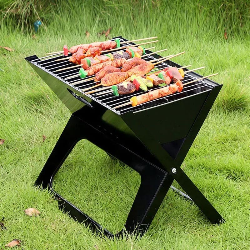 X Shaped Folding BBQ Grill, Stainless Steel Outdoor Camping Picnic Barbecue Grill, Outdoor Charcoal BBQ Grill, Mini Camping Barbecue Rack, Bonfire Grill Stove, Household Charcoal Barbecue Rack, BBQ Large Barbecue Stove