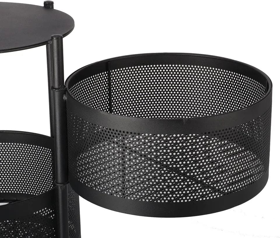 Round Multi Tier Rotary Storage Basket, 360 Degree Rotatable Kitchen Shelf, Multilayer Living Room Basket, Multifunction Fruit And Vegetable Basket, Storage Basket Rack, Floor Stand Multi Tier Drawer Rolling Trolley Cart