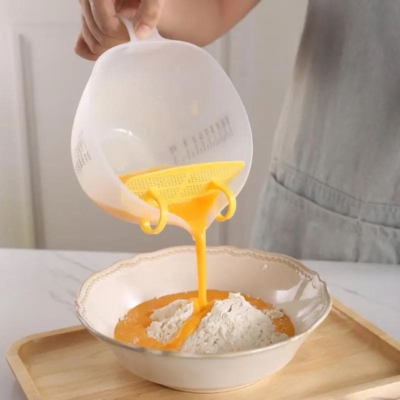 Measuring Cup With Scale, Multifunctional Egg Liquid Filter Cup, Egg Filter Measuring Cup, Household Restaurant Egg Beating Mixing Cup, Washer Strainer Bowl, Stirring Bowl With Scale