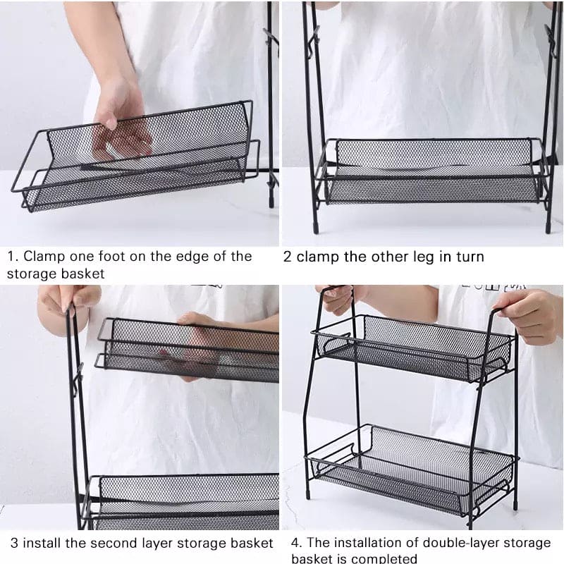 Smart Iron Storage Rack, Cosmetic Makeup Basket, Iron Spice Seasoning Rack, Shelf Kitchen Tableware Organizing Rack