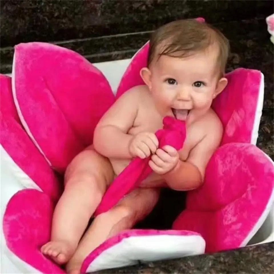 Foldable Flower Blooming Bath Tub, Baby Play Bath Sunflower Cushion Mat, Folding Non Slip Baby Bath Pad, Flower Shape Mat Sofa Seat