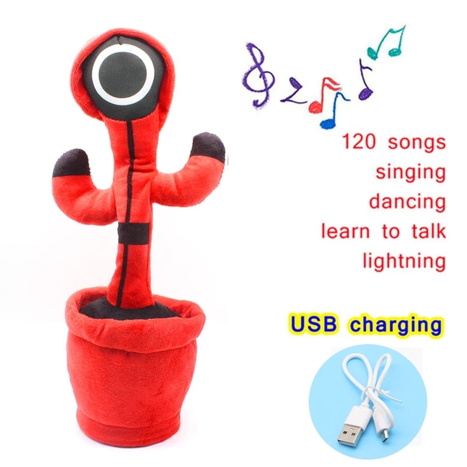 Squid Game Plush Dancing Singing Cactus, Recordable Luminous Swinging Children Toy.