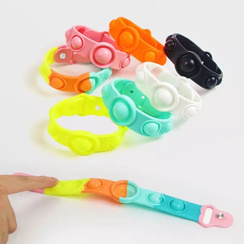 Push Pops Bubble Bracelet, Silicone Simple Dimple Toy Jewellery, Anti Stress Pop Up Wrist Band, Silicone Antistatic Bracelet Wristband Toys for Kids, Push Poke Bubble Anti stress