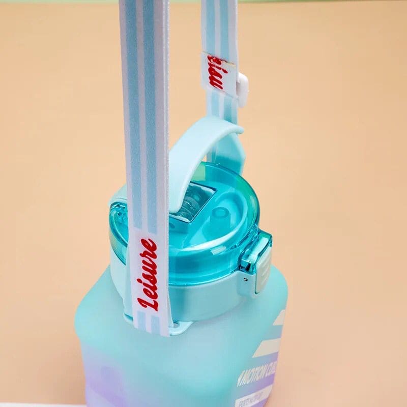 Rainbow Square Water Bottle, 700ml Gradient Color Water Bottle, Portable Cute Kids Water Bottle, Large Capacity Square Belly Water Bottle