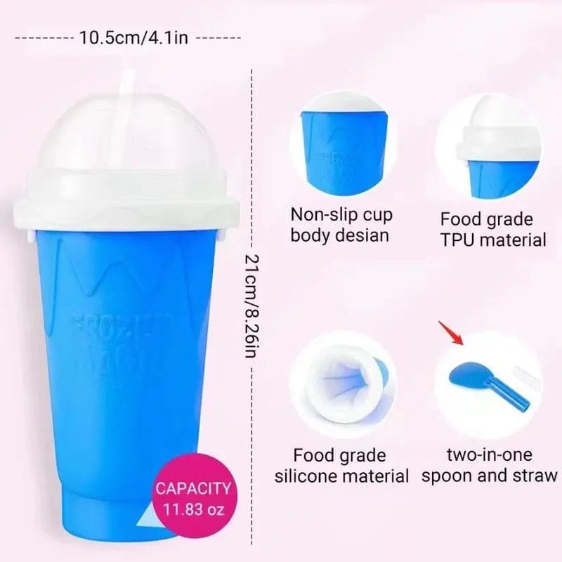 Slushy Ice Maker Cup, Silicon Ice Cream Slushy Maker Bottle Shake Cup, Magic Quick Frozen Smoothies Cup, Summer Squeeze Homemade Juice Water Bottle, Double Layer Squeeze Slushy Maker Cup, Homemade Milk Shake Ice Cream Maker