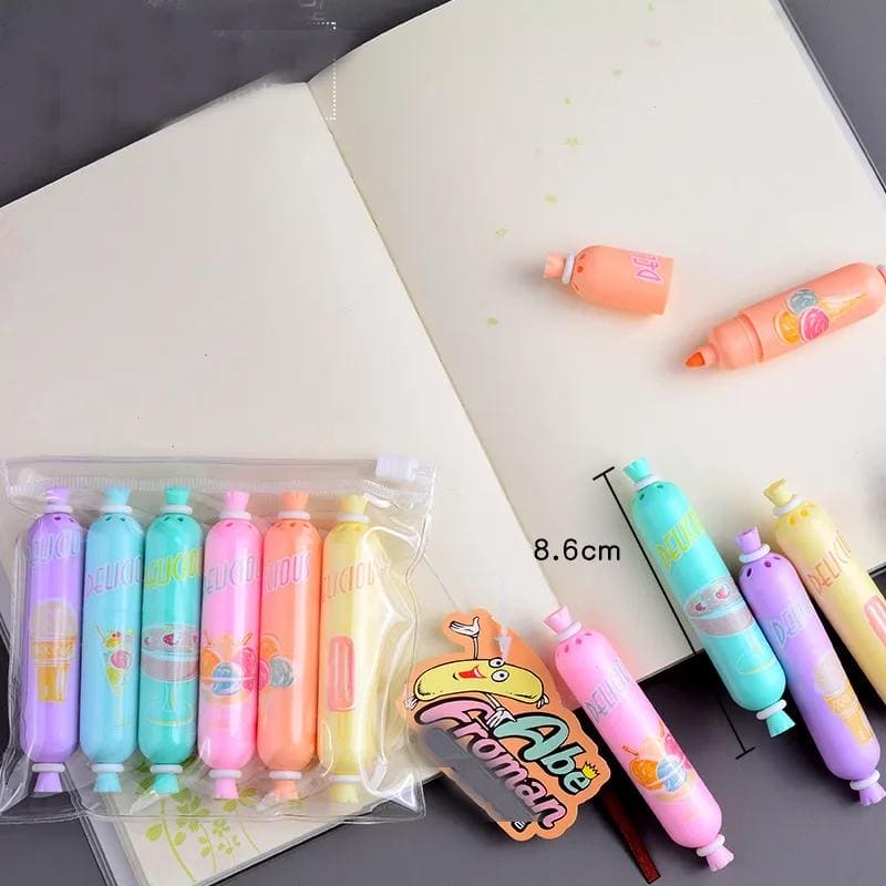 Cute Candy Shaped Highlighter, Chisel Tip Fine Grip Marker Pen, Fluorescent Coloring Pens for Student Office School Home