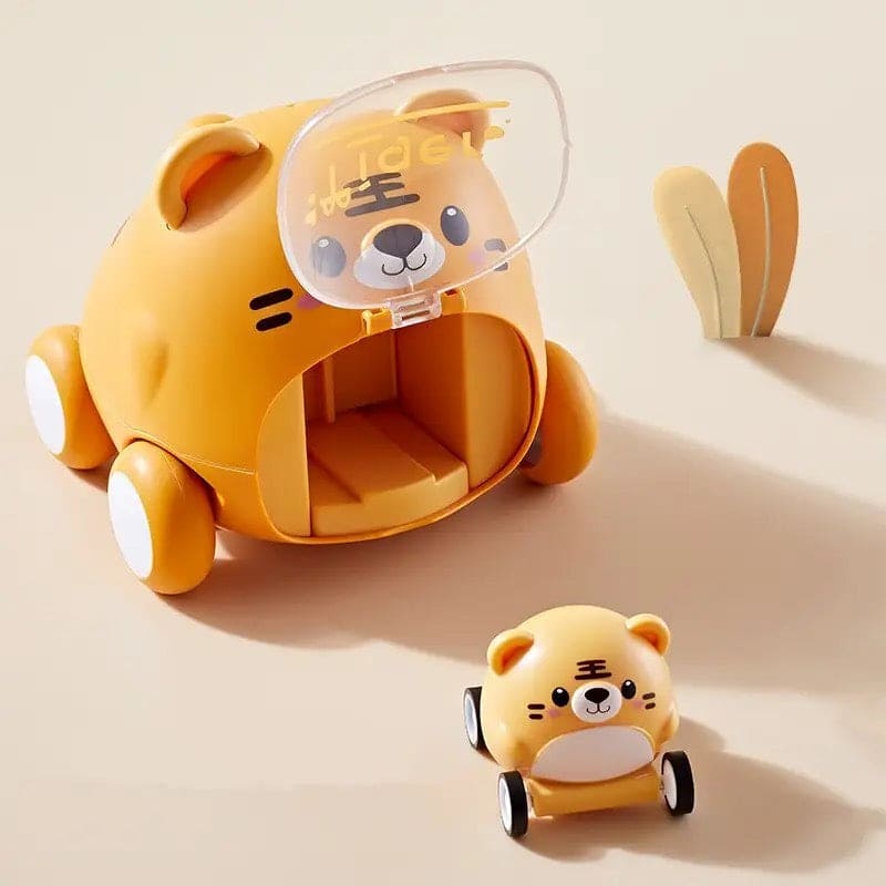 Montessori Baby Toy Car, Animals Pull Back Cars, Cute Pet Catapult Car Toy, Mini Inertia Car, Cartoon Push Press Power Toy, Plastic Push and Go Car, Funny Animals Pull Back Cars for Kids, Parent Child Interactive Toy