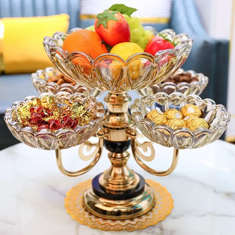 Multilayer Candy Platter, European Metal Fruit Bowl, Creative Light Luxury Snack Candy Plate,  Home Living Room Coffee Table Tray, Decorations Fruit Bowl, Rotatable Fruit Basket