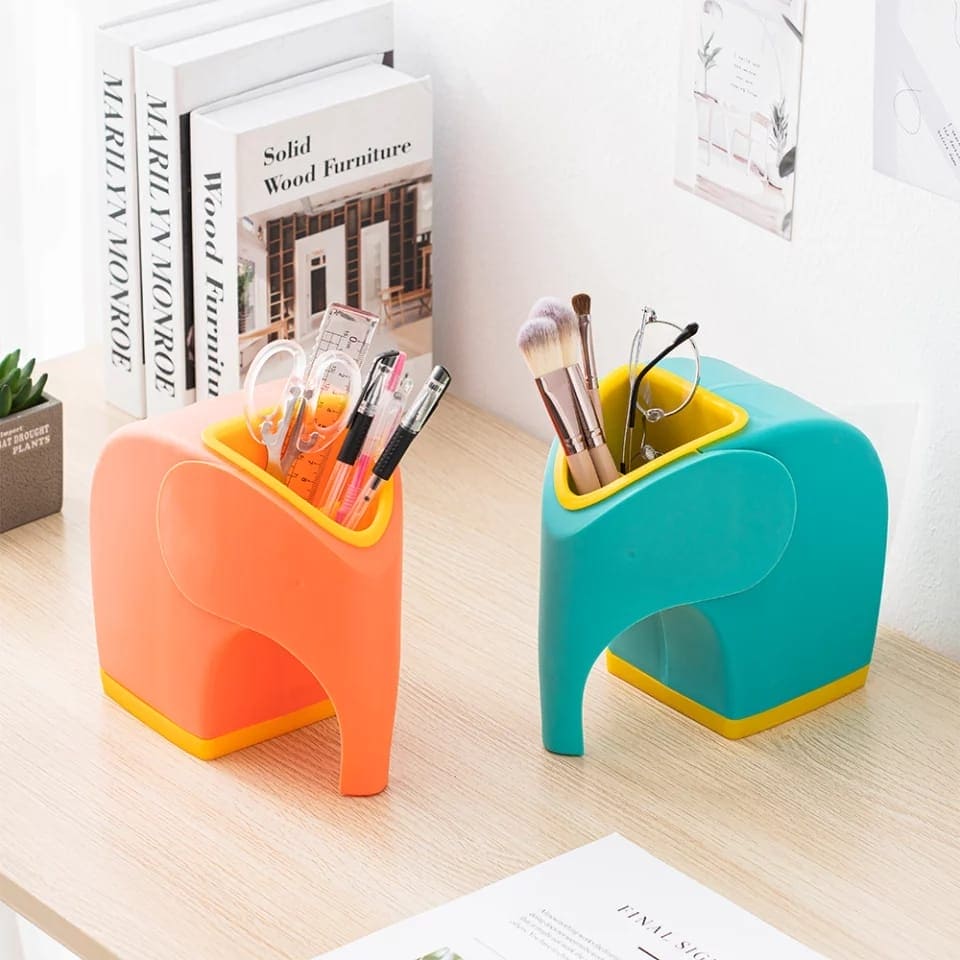 Model Elephant Pen Holder, Tissue Box Home Decoration For Living Room, Children's Desk Decor.