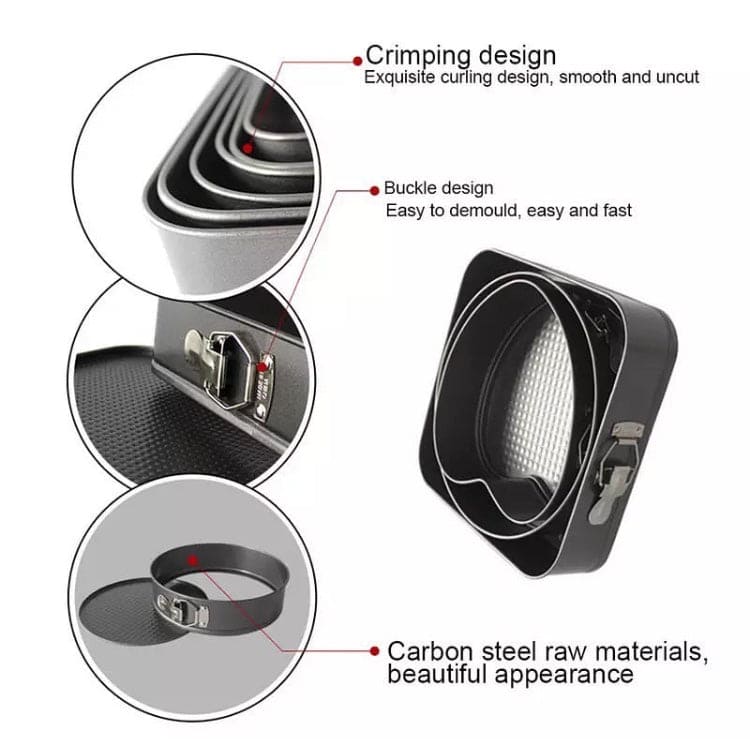 Set Of 3 Carbon Non Stick Pan, Round And Heart Cake Pan Set, Steel Nonstick Leakproof Cheesecake Pans, Mini Cake Molds