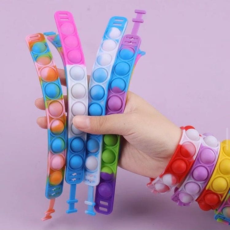 Press Bubble Wrist Band, Pop Bracelet Fidget Toy, Colorful Silicon Bracelet For Kids