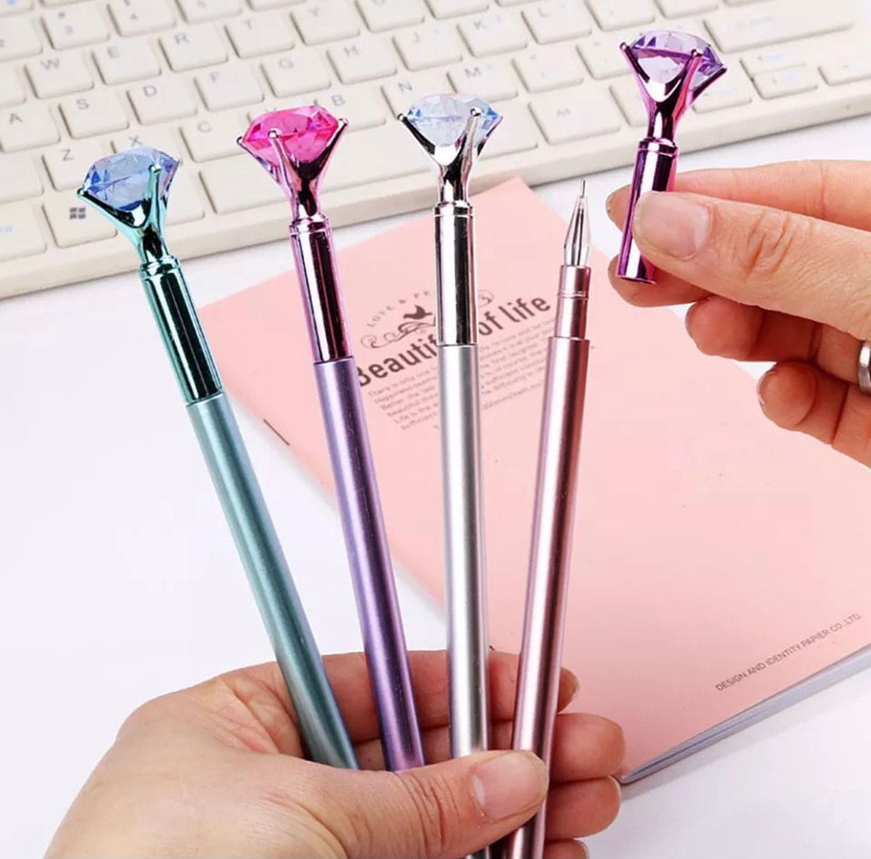Stationery Rhinestone Gel Pen, Magical Crystal Ball Pen, Metal Gel Pen
