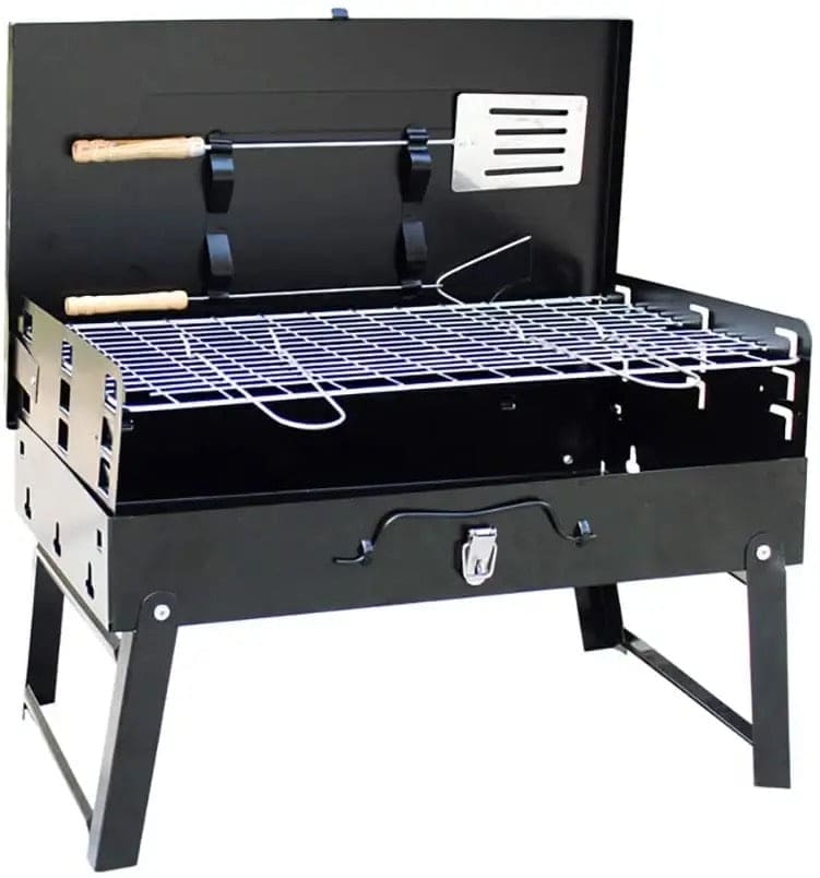 Briefcase Folding BBQ Grill, Outdoor Stainless Steel BBQ Grill, Travel Picnic Camping Grill, Patio Barbecue Charcoal Grill, Garden Outdoor Travel Picnic Folding Charcoal Grill, Compact Foldable Grill